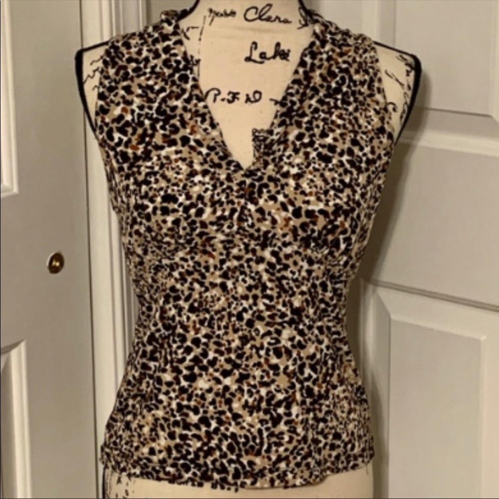 RAFAELLA V-Neck Animal Print Pullover Top …